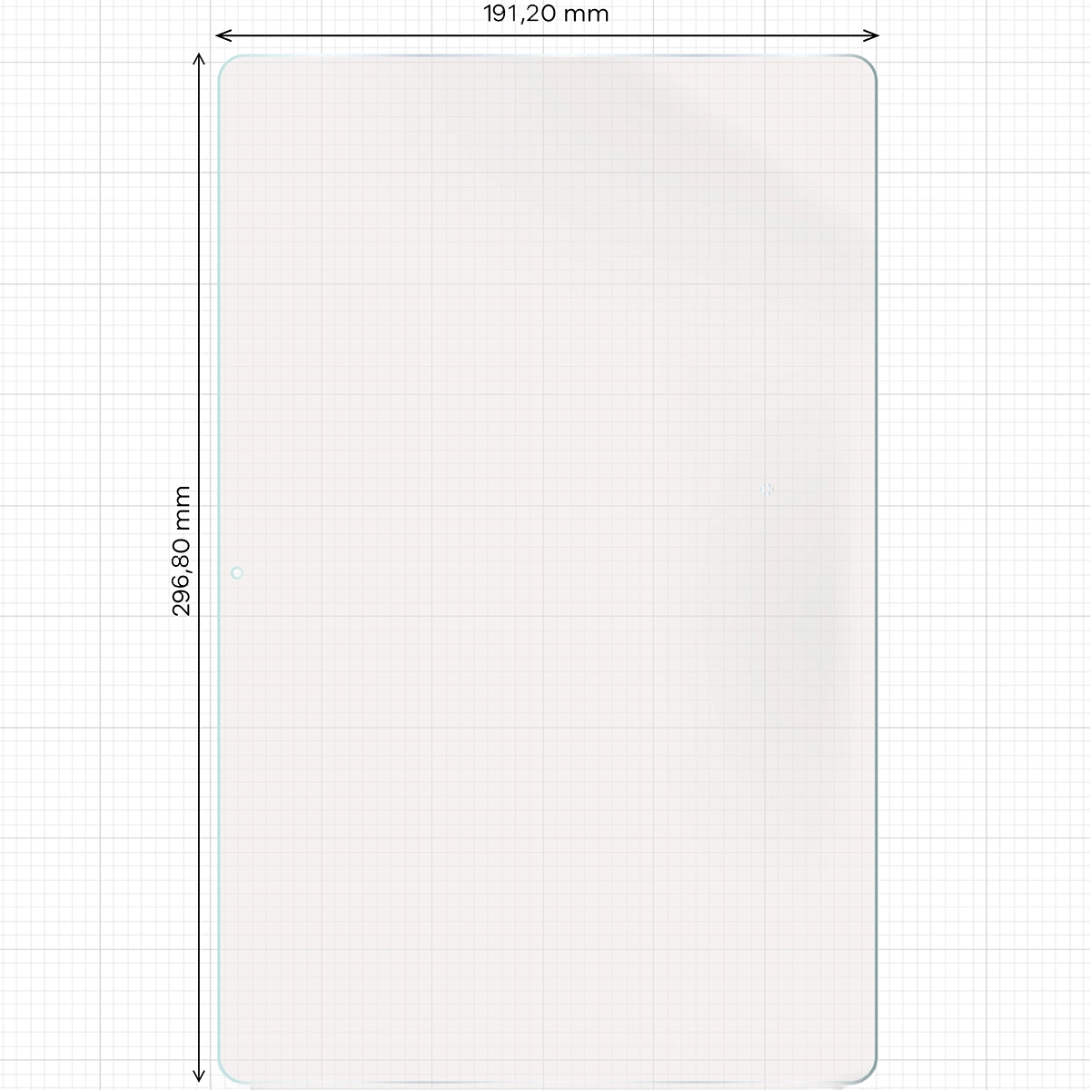 Miarka z wymiarami folii matowej Bizon Tab Film Sun Duo do Galaxy Tab S10 FE Plus